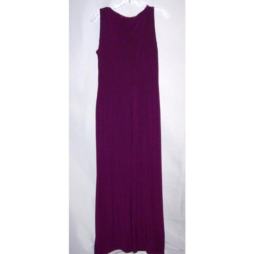 Lauren Ralph Lauren Plum Purple Ruched Sleeveless Rhinestone Maxi Dress Wmn's 10 - Picture 5 of 6